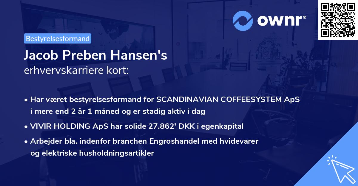 Jacob Preben Hansen's erhvervskarriere kort