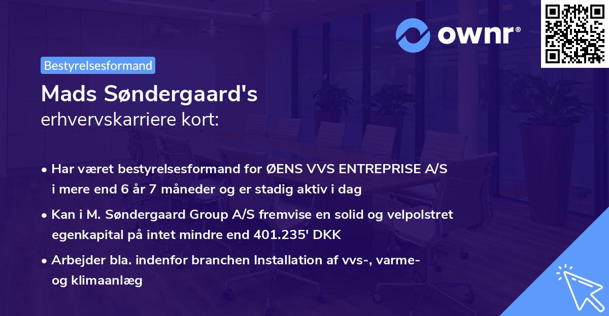 Mads Søndergaard's erhvervskarriere kort