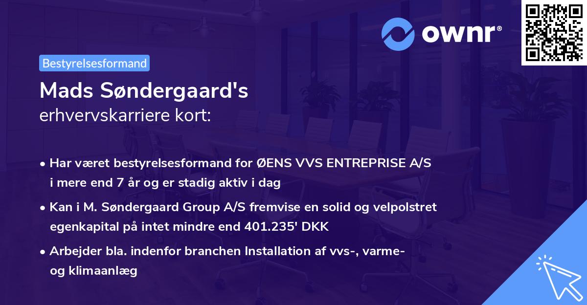Mads Søndergaard's erhvervskarriere kort