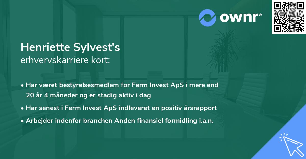 Henriette Sylvest's erhvervskarriere kort
