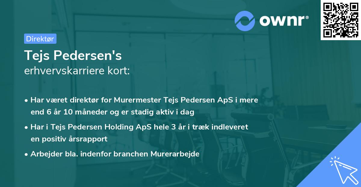 Tejs Pedersen's erhvervskarriere kort