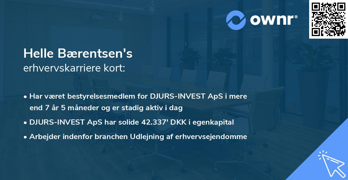 Helle Bærentsen's erhvervskarriere kort