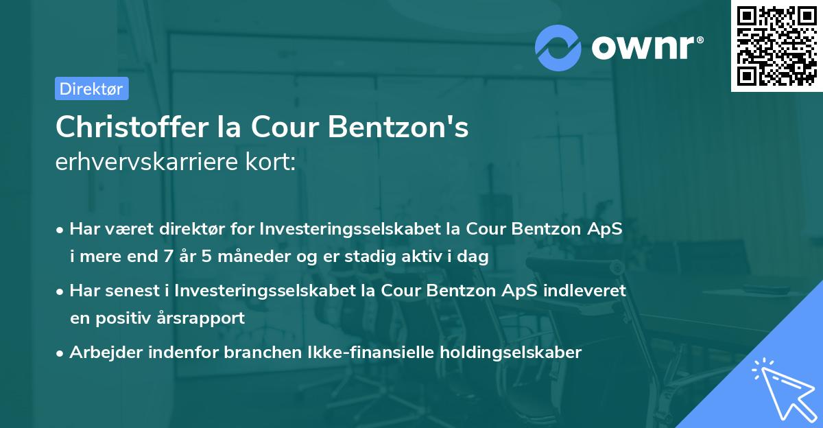 Christoffer la Cour Bentzon's erhvervskarriere kort