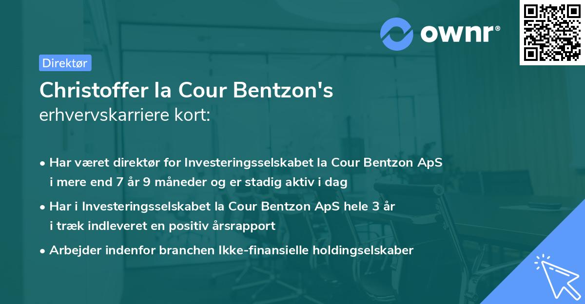 Christoffer la Cour Bentzon's erhvervskarriere kort