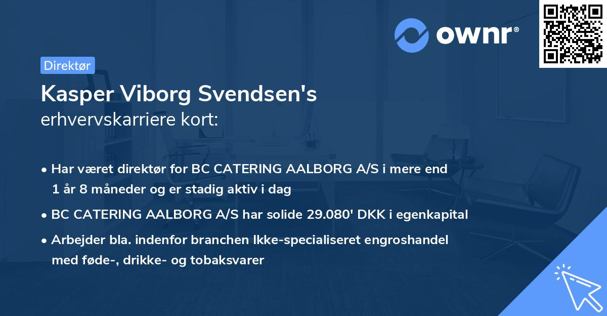 Kasper Viborg Svendsen's erhvervskarriere kort