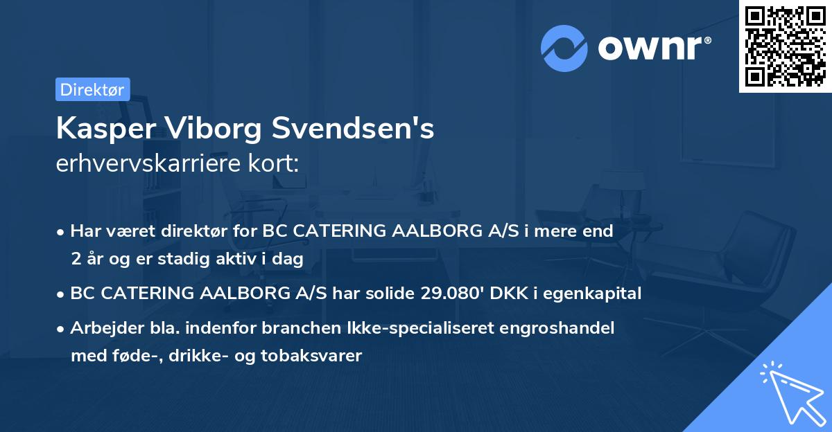 Kasper Viborg Svendsen's erhvervskarriere kort