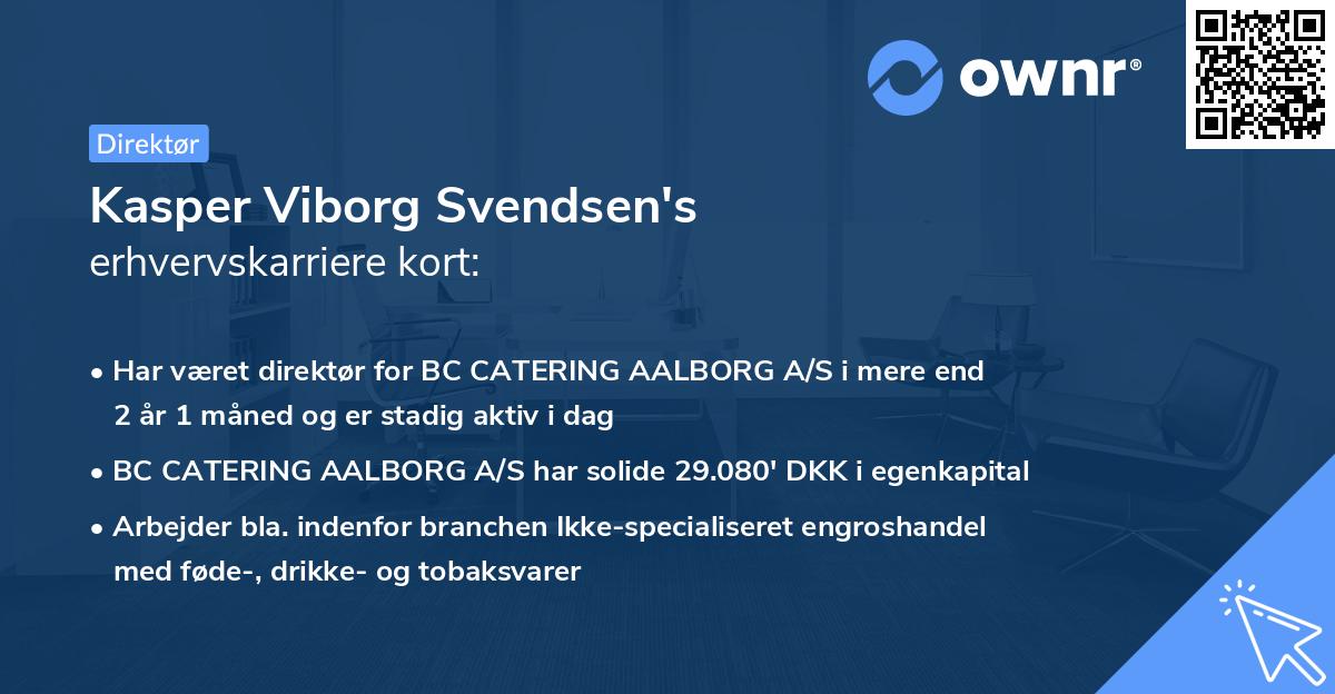 Kasper Viborg Svendsen's erhvervskarriere kort