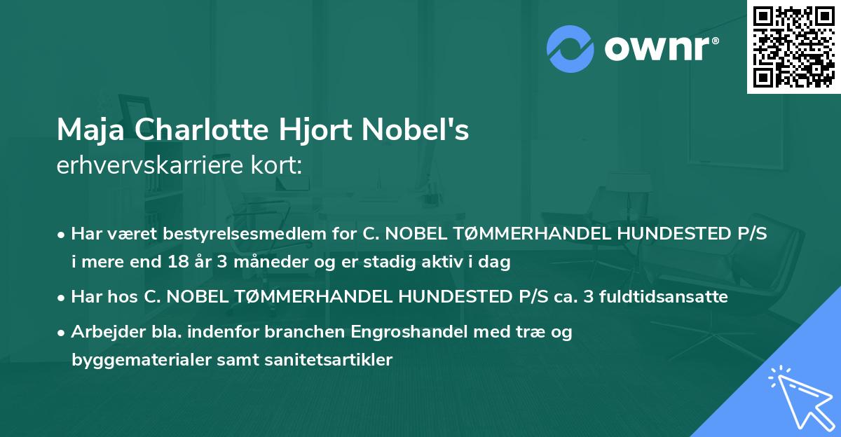 Maja Charlotte Hjort Nobel's erhvervskarriere kort