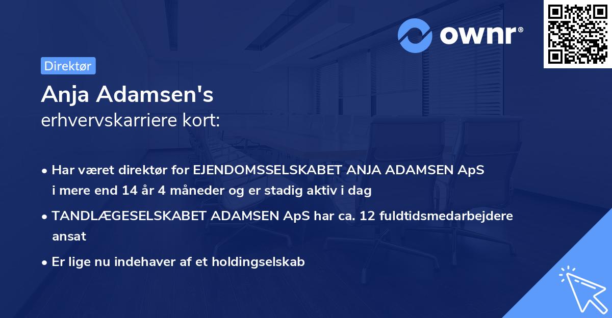 Anja Adamsen's erhvervskarriere kort