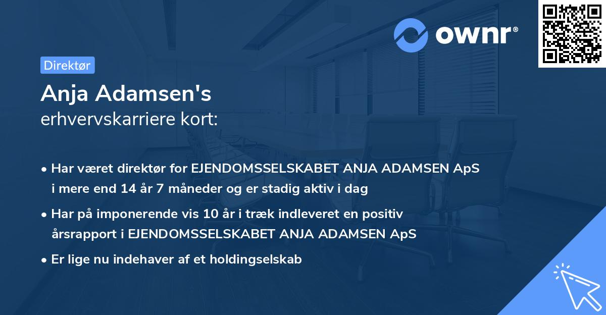 Anja Adamsen's erhvervskarriere kort