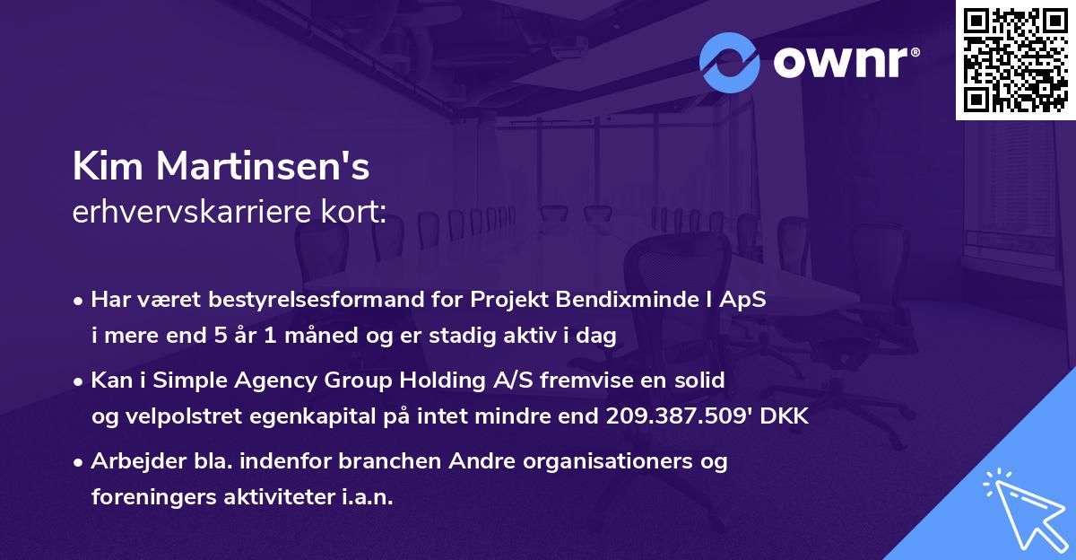 Kim Martinsen's erhvervskarriere kort