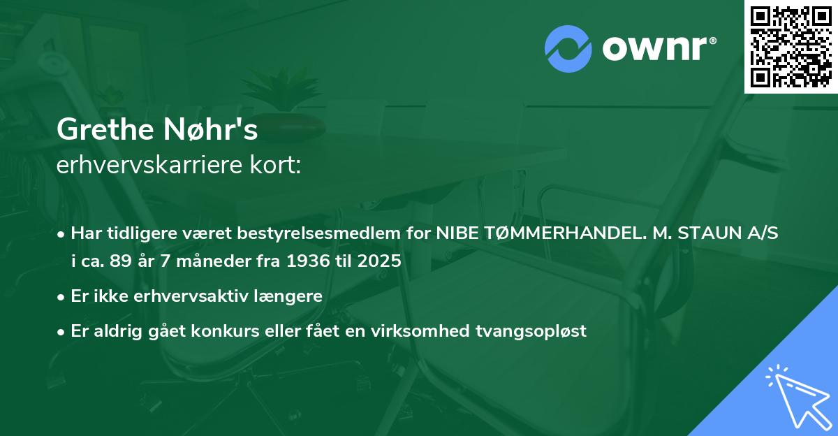 Grethe Nøhr's erhvervskarriere kort