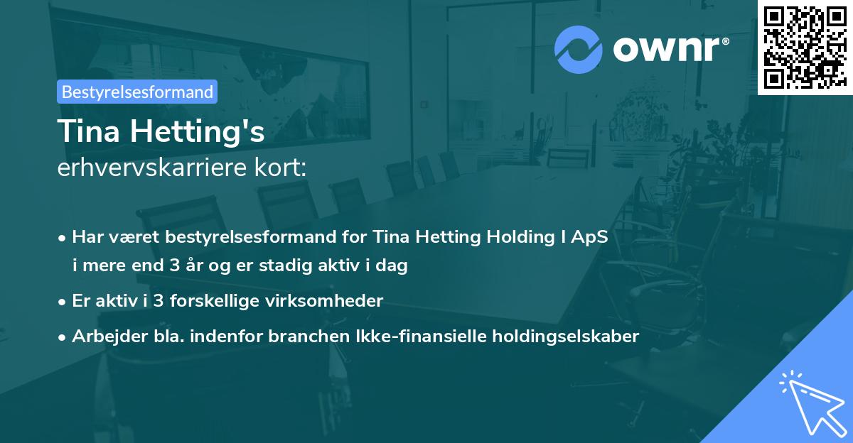 Tina Hetting's erhvervskarriere kort
