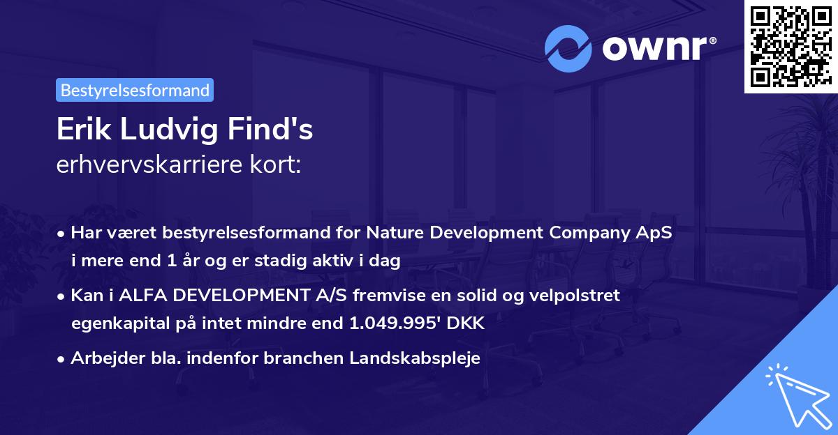 Erik Ludvig Find's erhvervskarriere kort