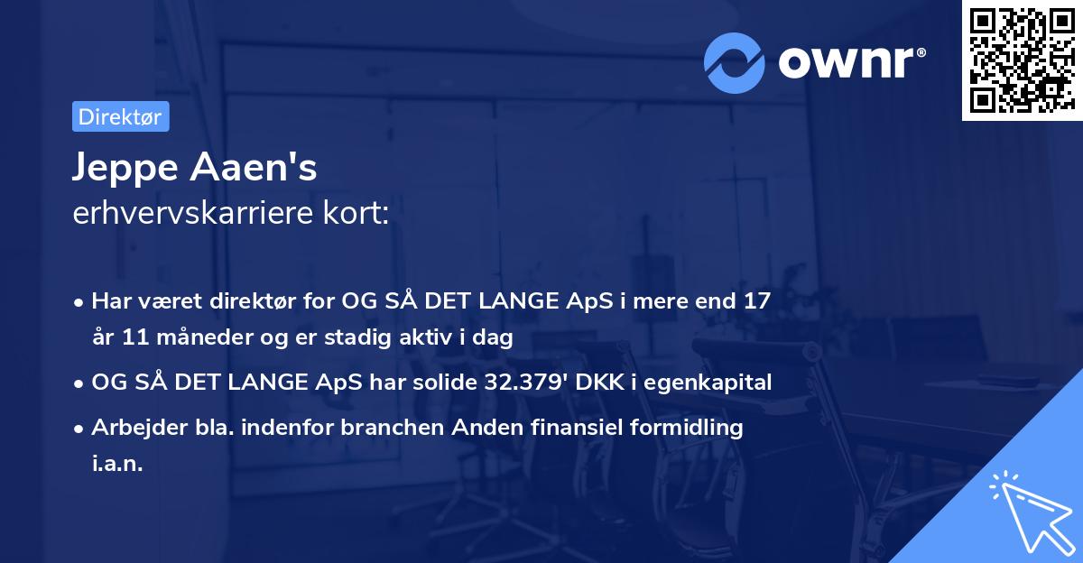 Jeppe Aaen's erhvervskarriere kort