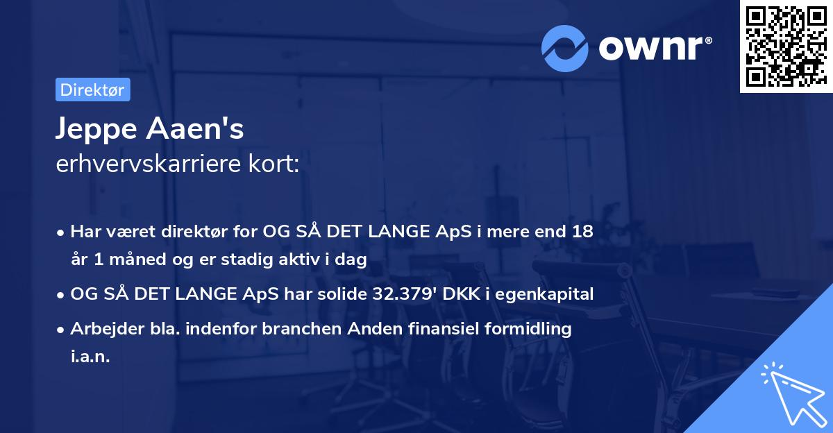 Jeppe Aaen's erhvervskarriere kort