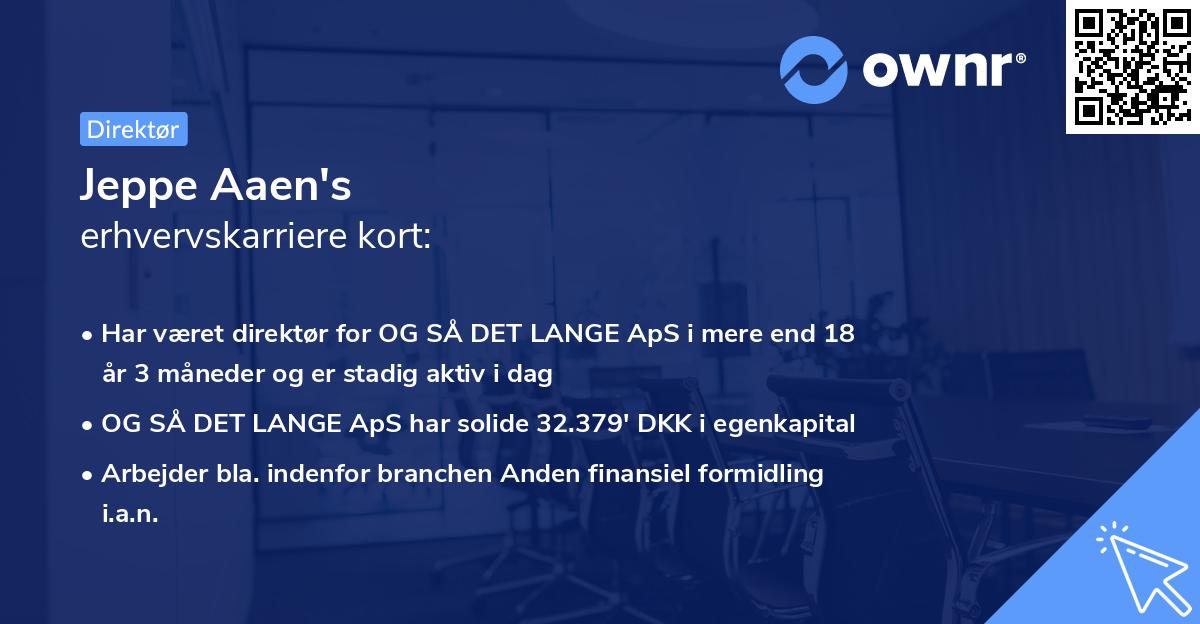 Jeppe Aaen's erhvervskarriere kort