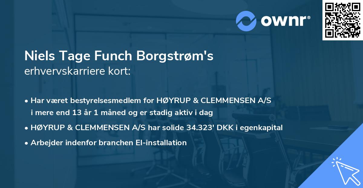 Niels Tage Funch Borgstrøm's erhvervskarriere kort