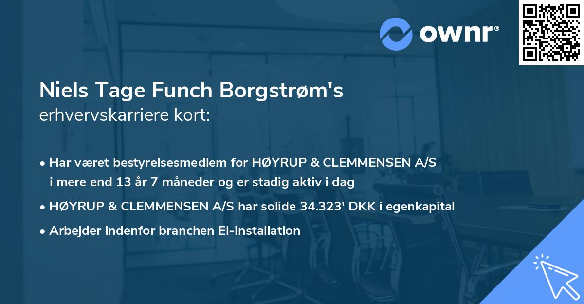 Niels Tage Funch Borgstrøm's erhvervskarriere kort