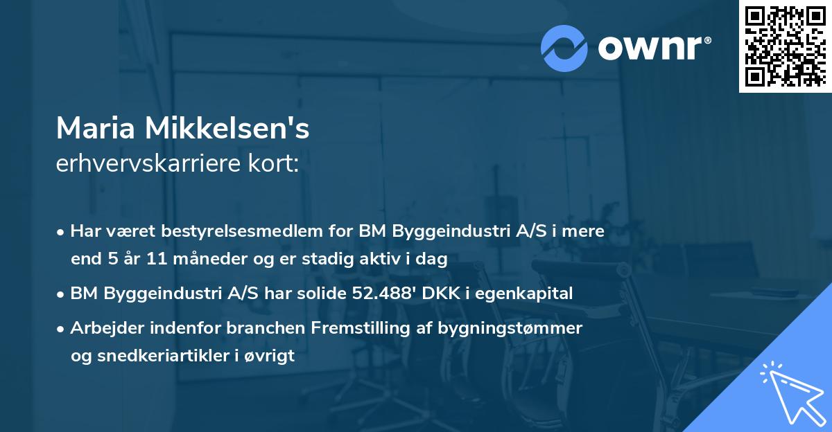 Maria Mikkelsen's erhvervskarriere kort
