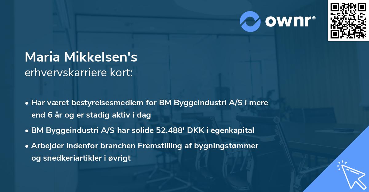 Maria Mikkelsen's erhvervskarriere kort