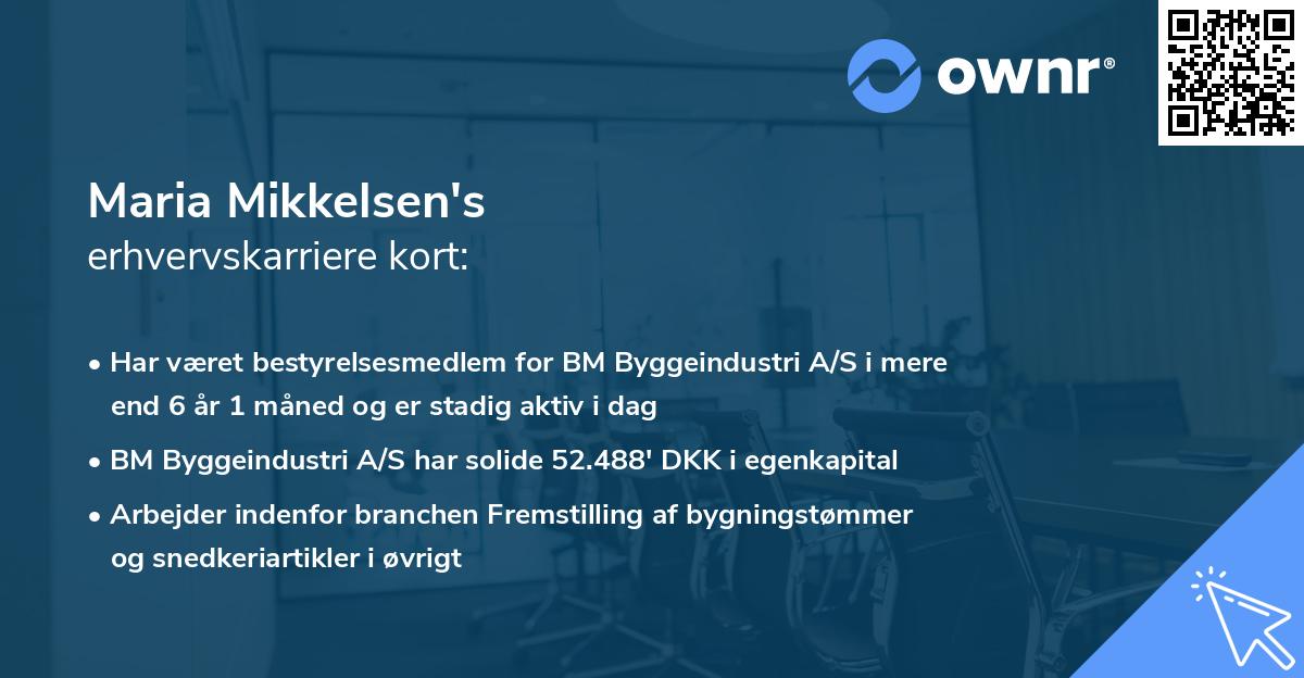 Maria Mikkelsen's erhvervskarriere kort