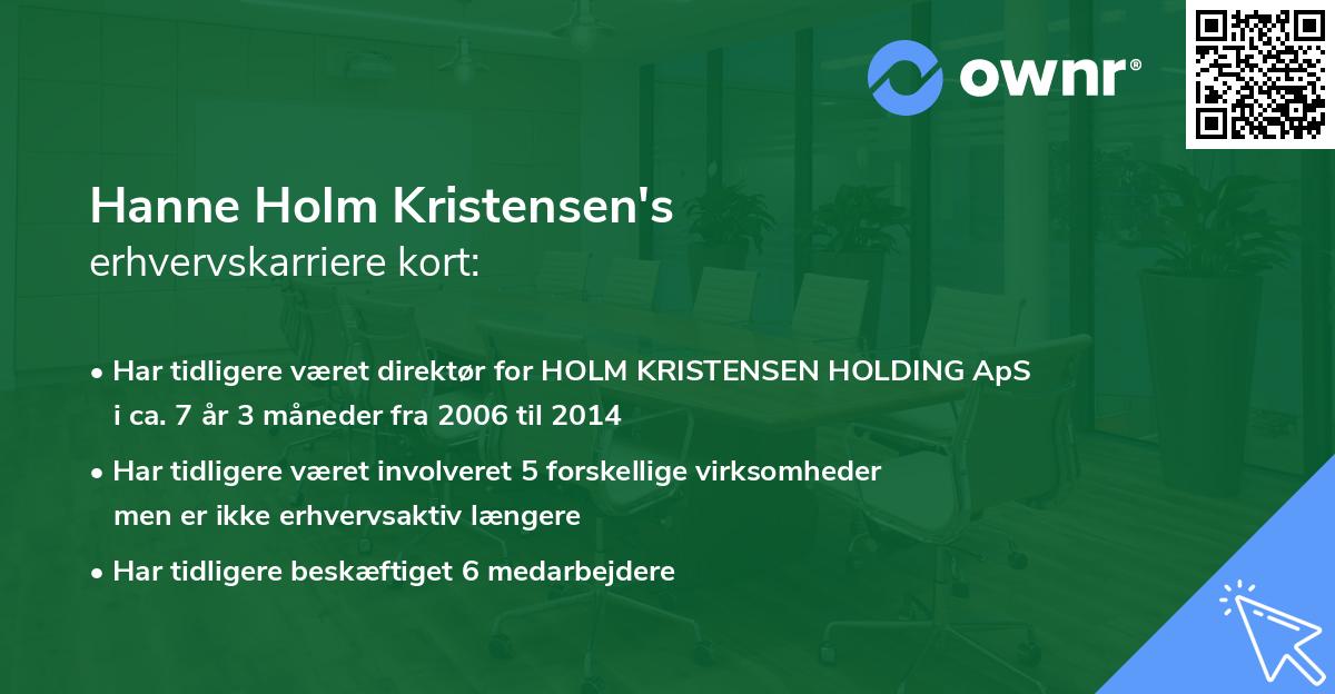 Hanne Holm Kristensen's erhvervskarriere kort