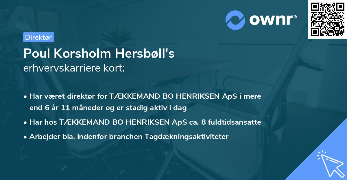 Poul Korsholm Hersbøll's erhvervskarriere kort