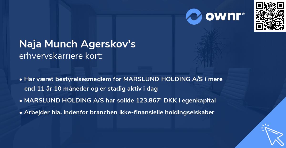 Naja Munch Agerskov's erhvervskarriere kort