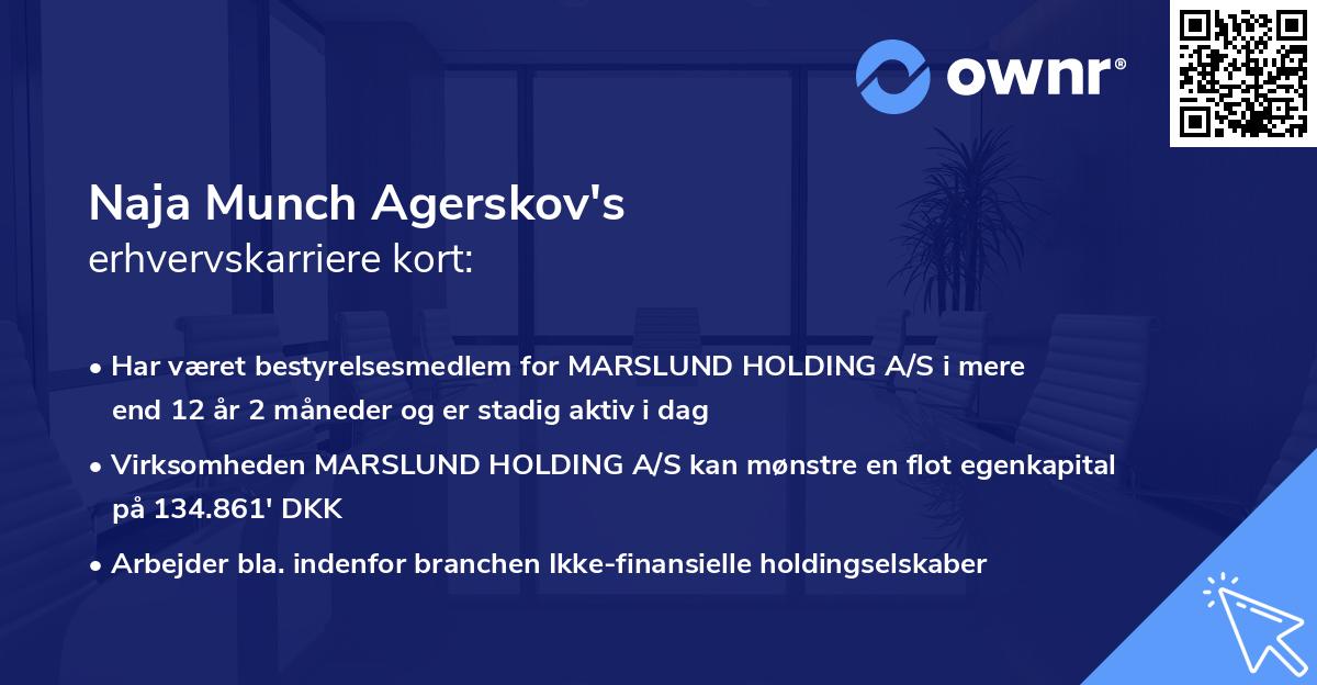 Naja Munch Agerskov's erhvervskarriere kort