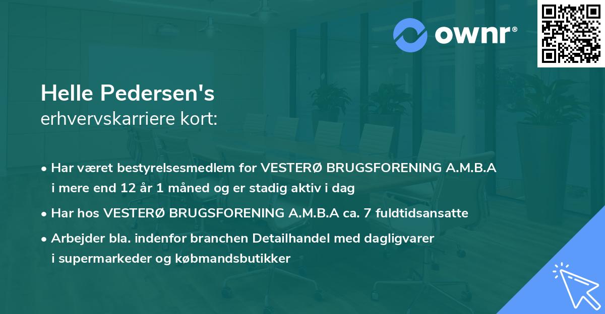 Helle Pedersen's erhvervskarriere kort