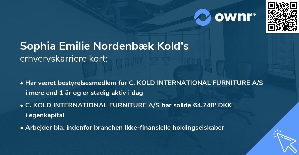 Sophia Emilie Nordenbæk Kold's erhvervskarriere kort