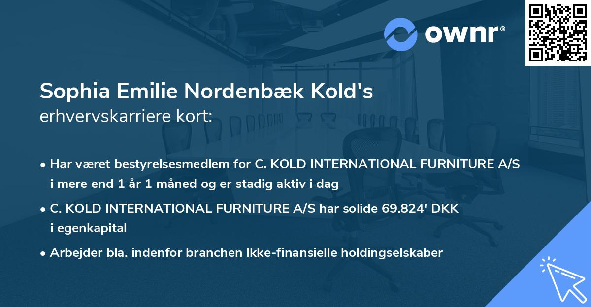 Sophia Emilie Nordenbæk Kold's erhvervskarriere kort
