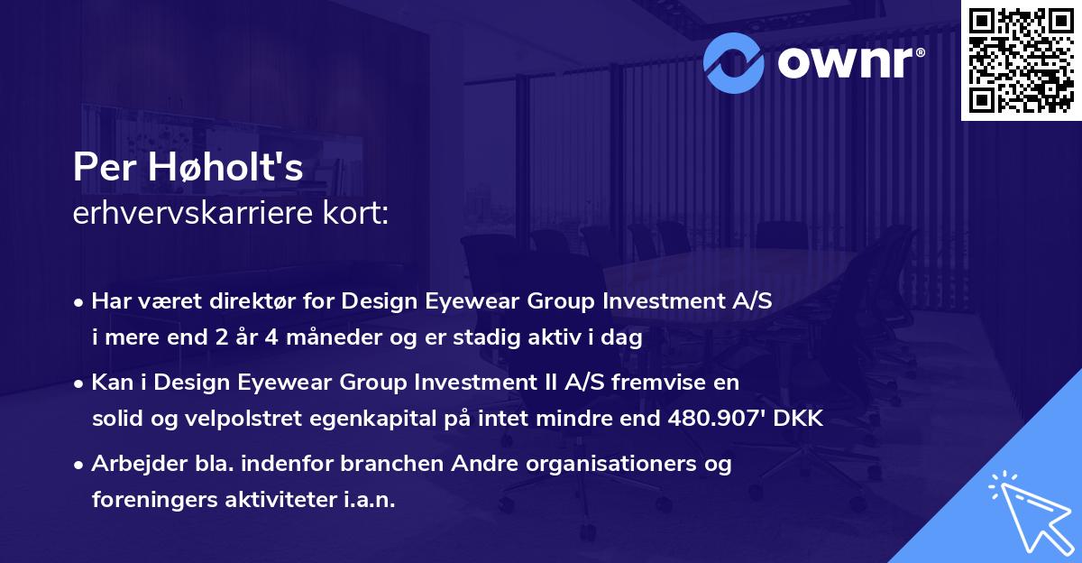Per Høholt's erhvervskarriere kort