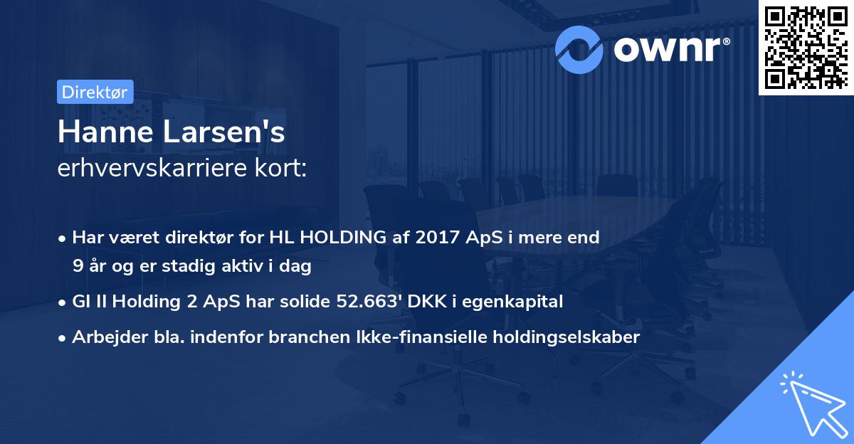 Hanne Larsen's erhvervskarriere kort