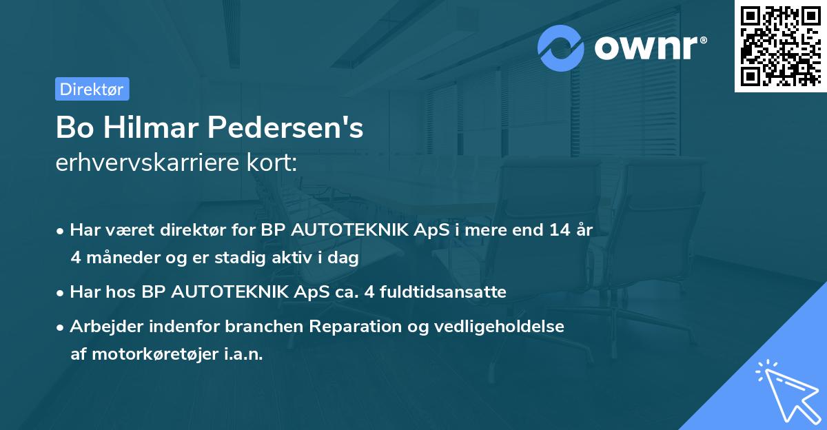 Bo Hilmar Pedersen's erhvervskarriere kort