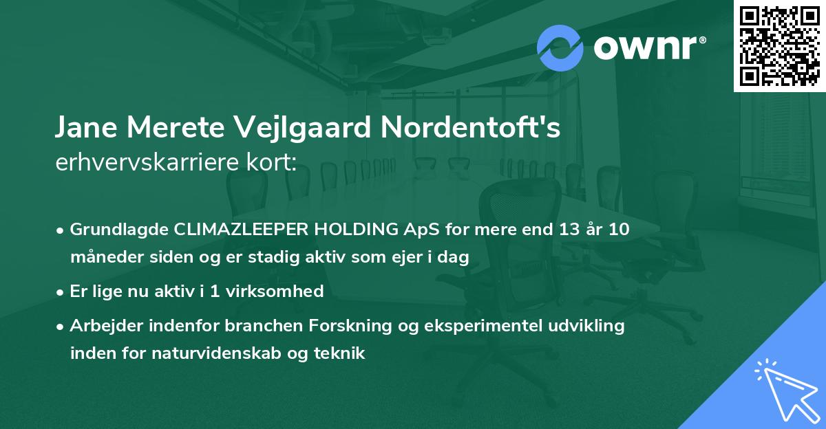 Jane Merete Vejlgaard Nordentoft's erhvervskarriere kort