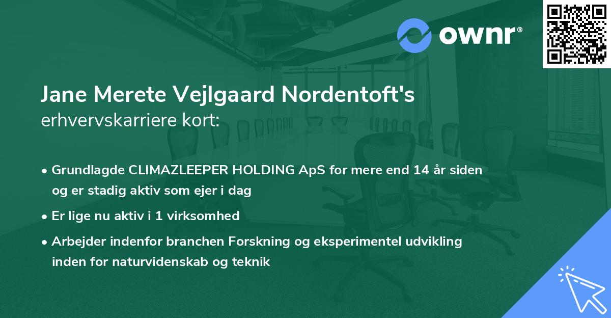 Jane Merete Vejlgaard Nordentoft's erhvervskarriere kort