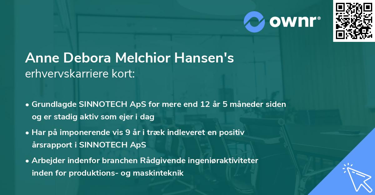 Anne Debora Melchior Hansen's erhvervskarriere kort
