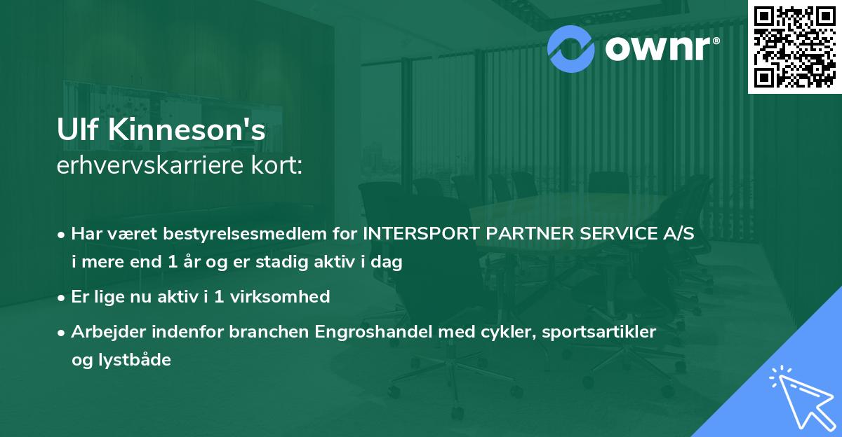 Ulf Kinneson's erhvervskarriere kort