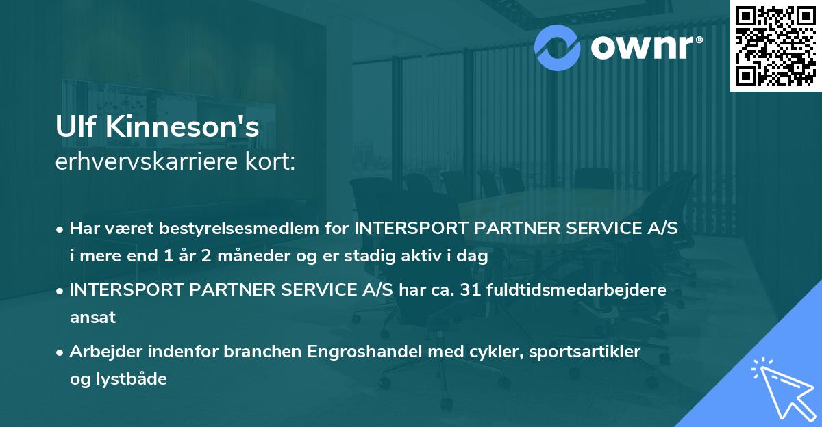 Ulf Kinneson's erhvervskarriere kort