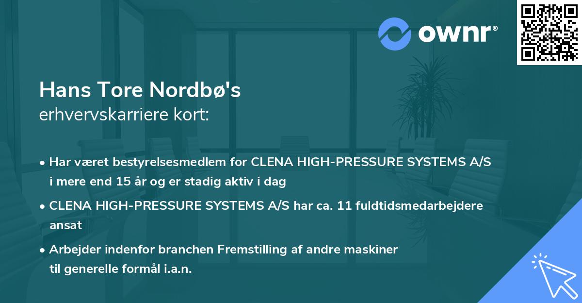 Hans Tore Nordbø's erhvervskarriere kort