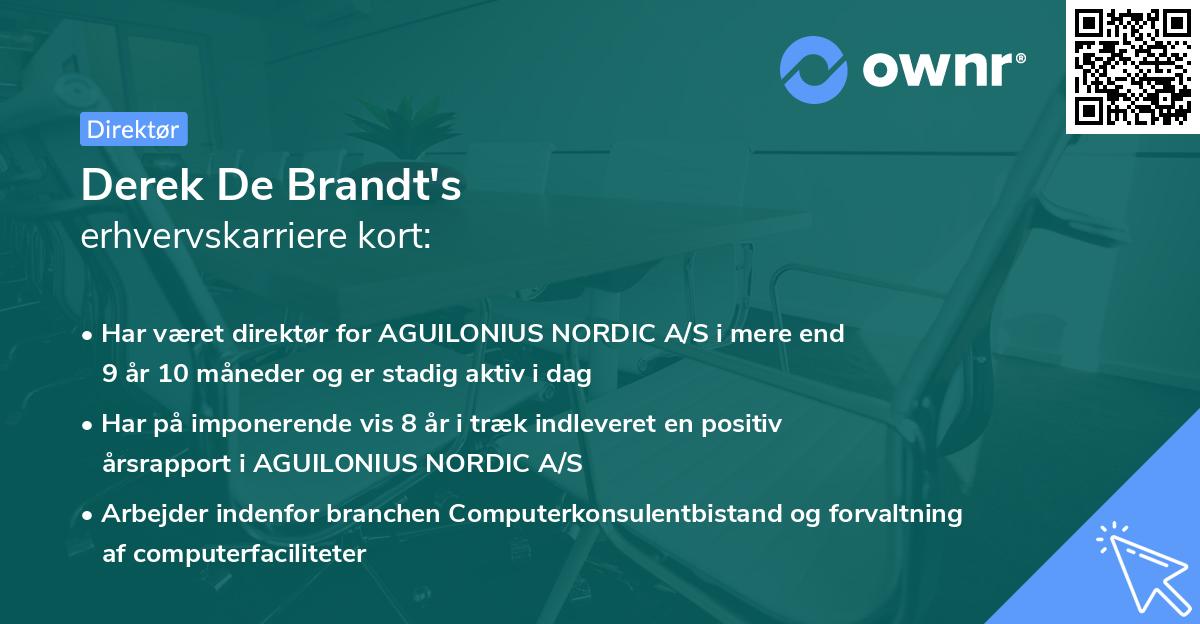 Derek De Brandt's erhvervskarriere kort