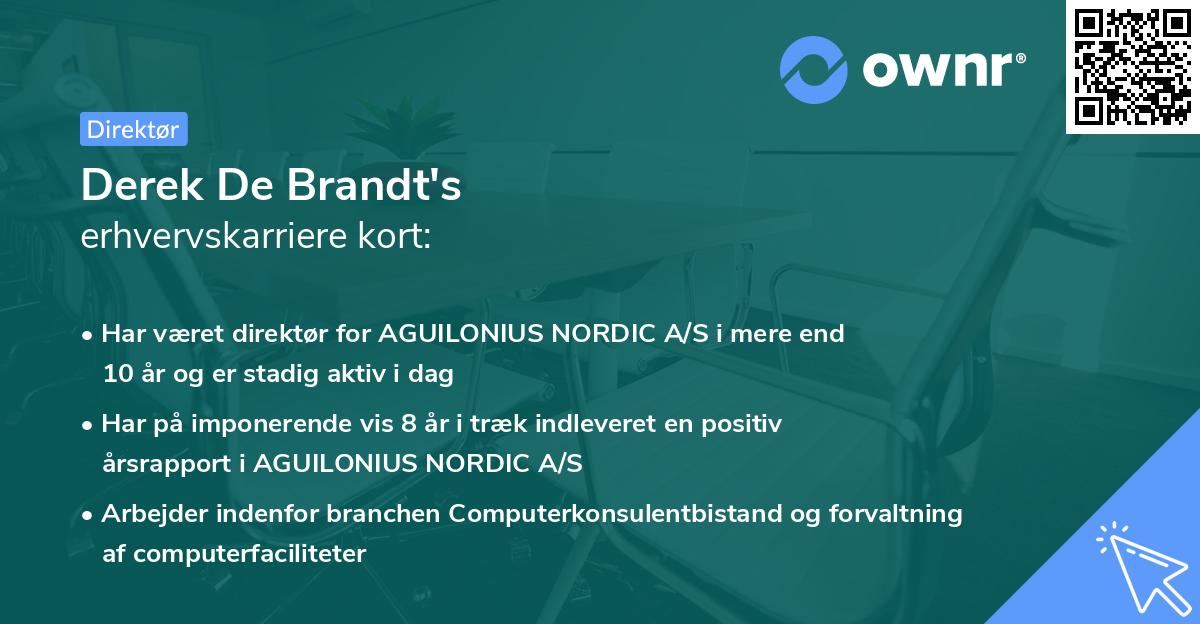 Derek De Brandt's erhvervskarriere kort