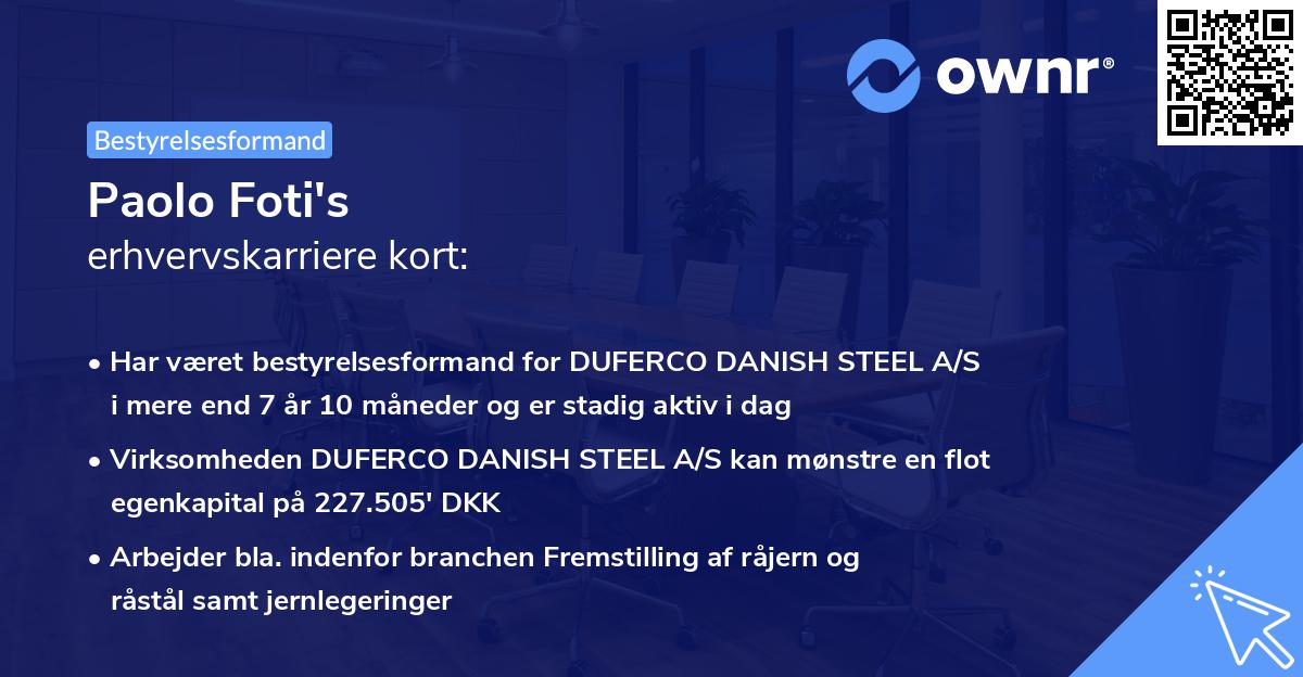 Paolo Foti's erhvervskarriere kort