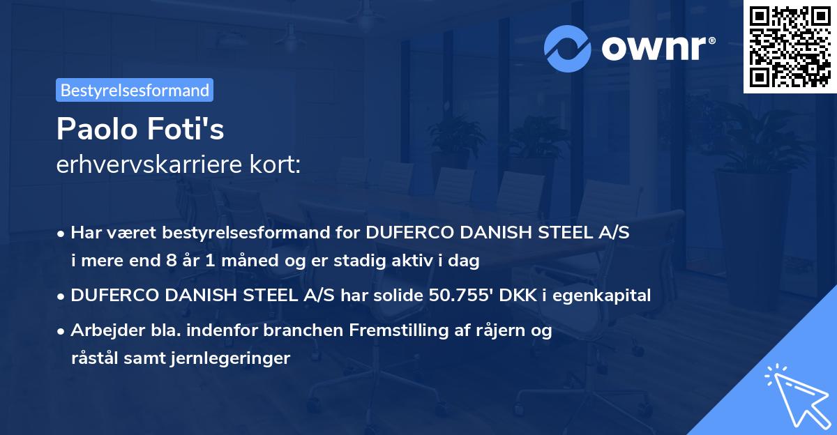 Paolo Foti's erhvervskarriere kort