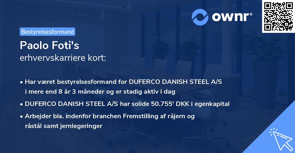 Paolo Foti's erhvervskarriere kort