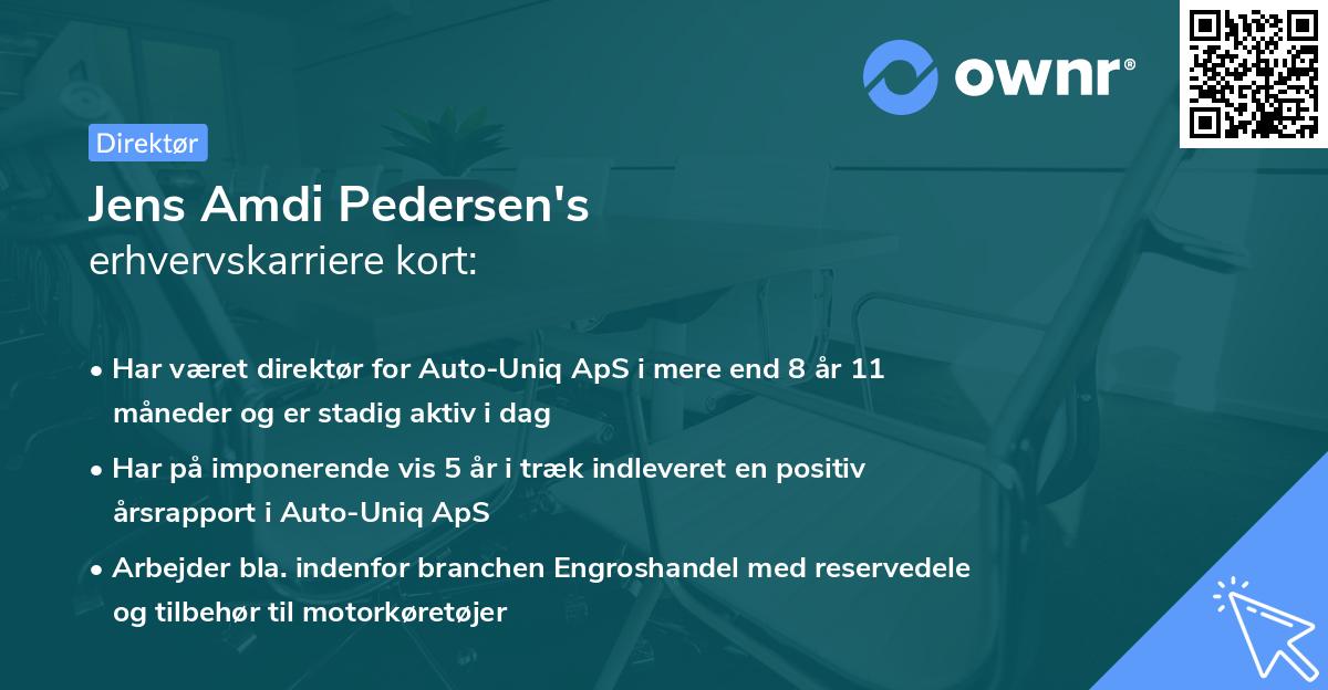Jens Amdi Pedersen's erhvervskarriere kort