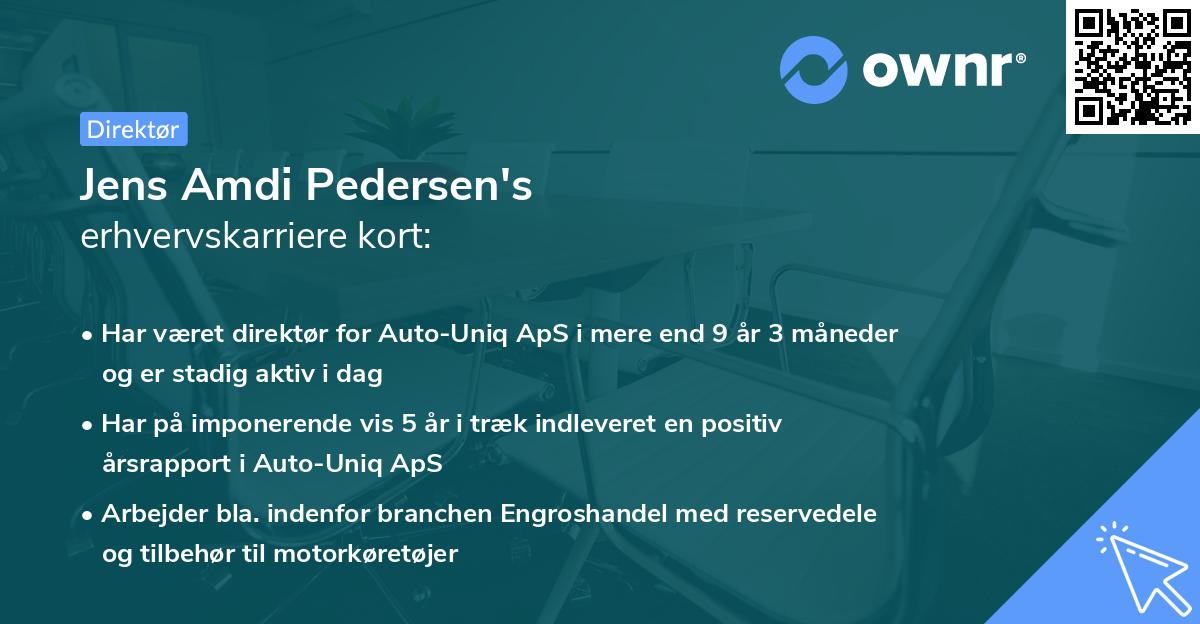 Jens Amdi Pedersen's erhvervskarriere kort