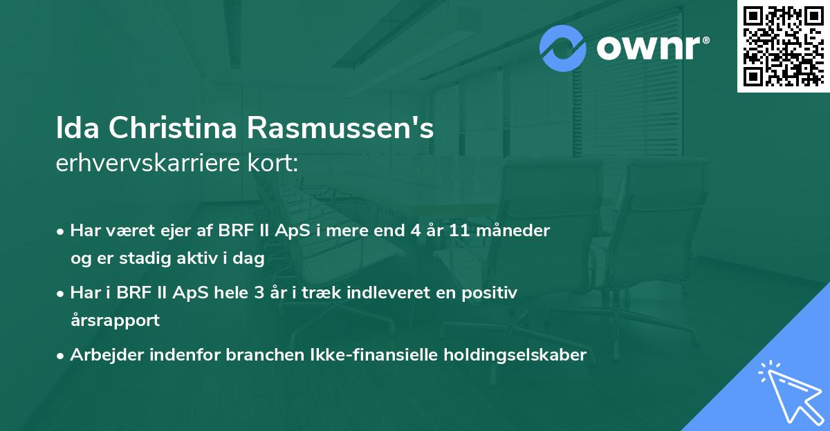Ida Christina Rasmussen's erhvervskarriere kort